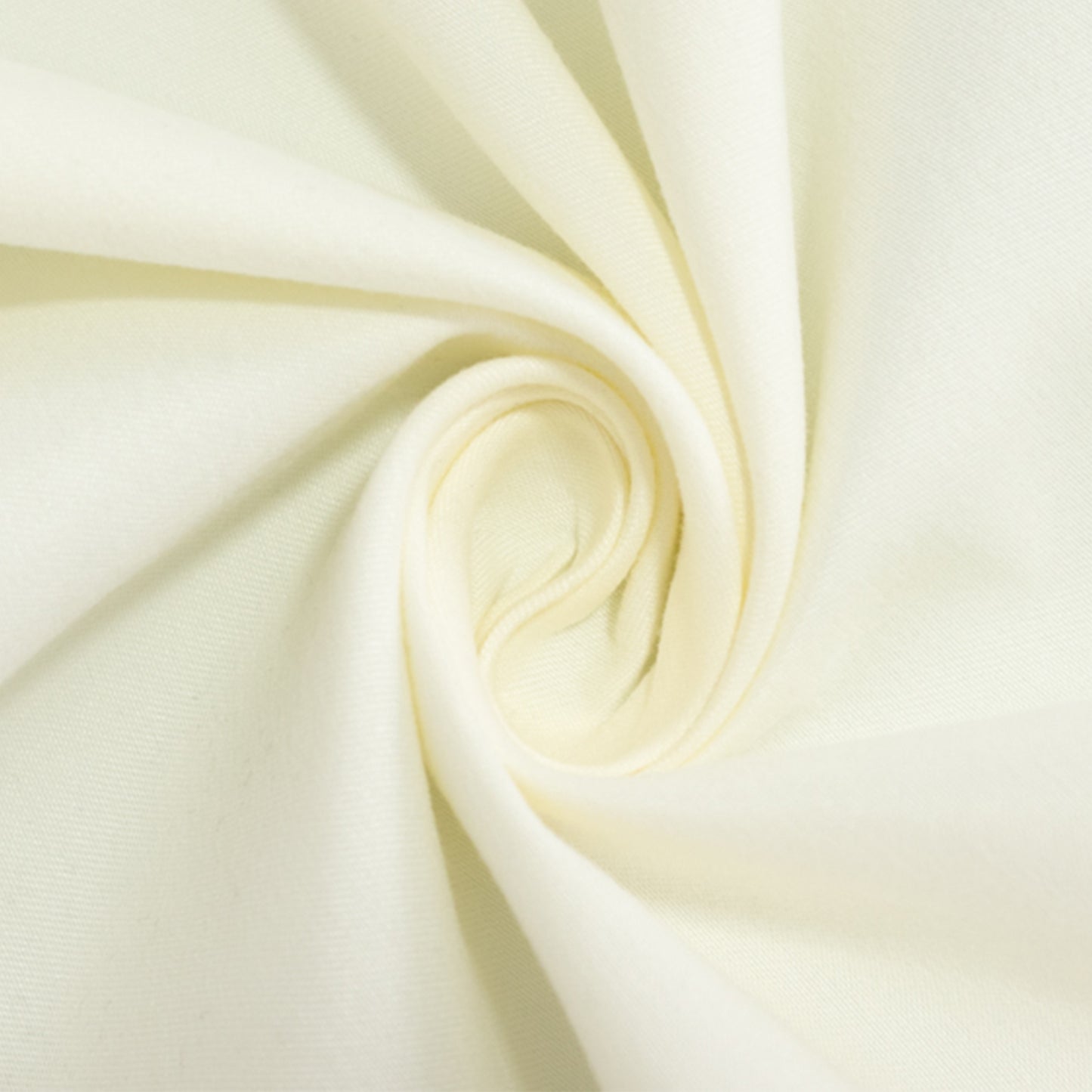 Ivory cotton blend round tablecloth in a smooth fabric texture.