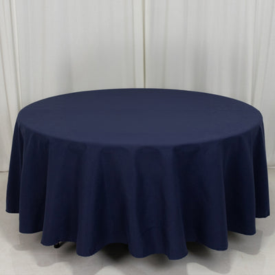 Beautiful Navy Blue Cotton Blend Round Tablecloth - 108" Beautiful Navy Blue Cotton Blend Round Tablecloth - 108"