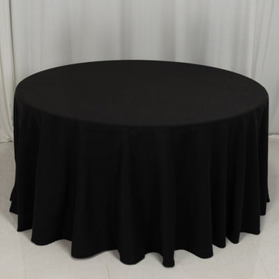 Beautiful Black Cotton Blend Round Tablecloth - 120" Beautiful Black Cotton Blend Round Tablecloth - 120"