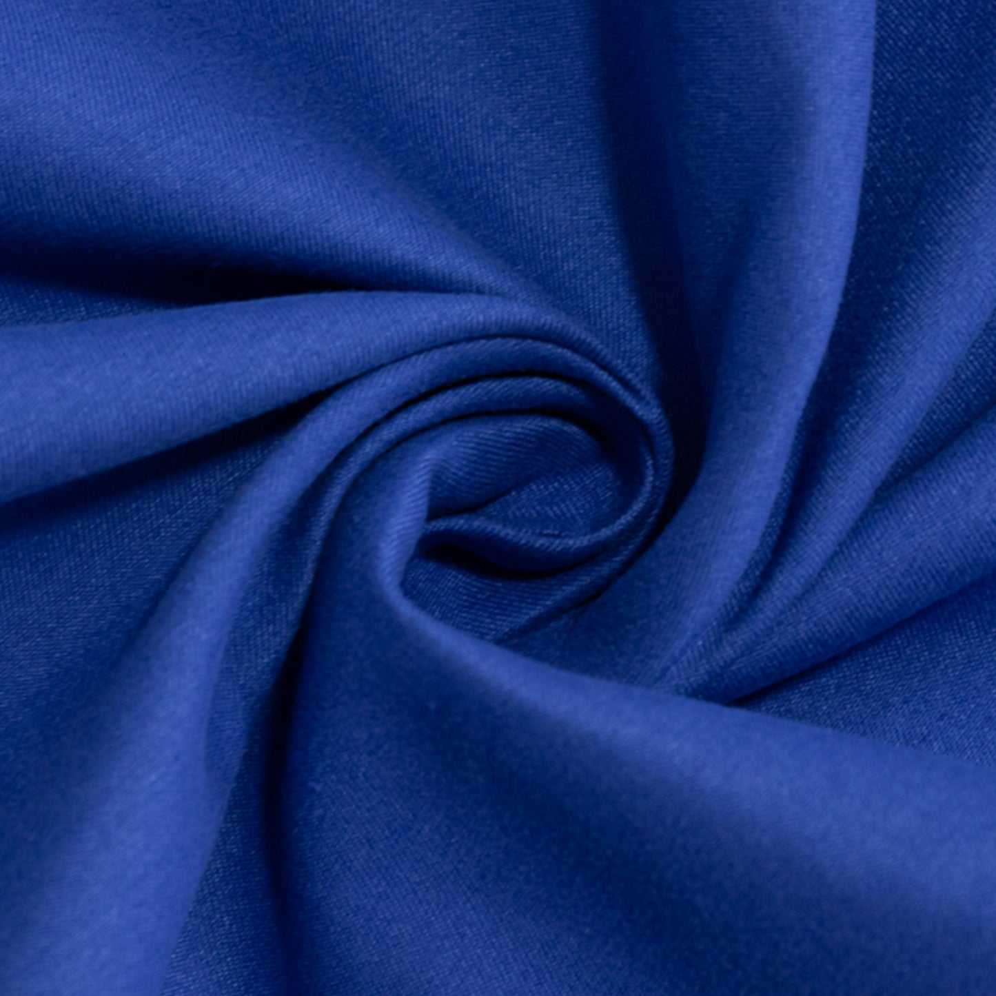 Royal blue cotton blend round tablecloth for 5-foot table.