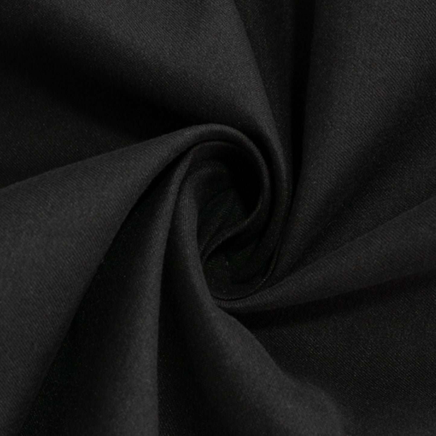 Black round tablecloth for 6-foot table with floor-length drop.