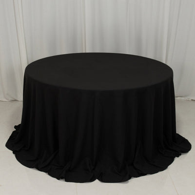Beautiful Black Cotton Blend Round Tablecloth - 132" Beautiful Black Cotton Blend Round Tablecloth - 132"