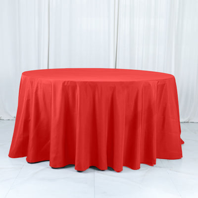 Beautiful Red Cotton Blend Round Tablecloth - 132" Beautiful Red Cotton Blend Round Tablecloth - 132"