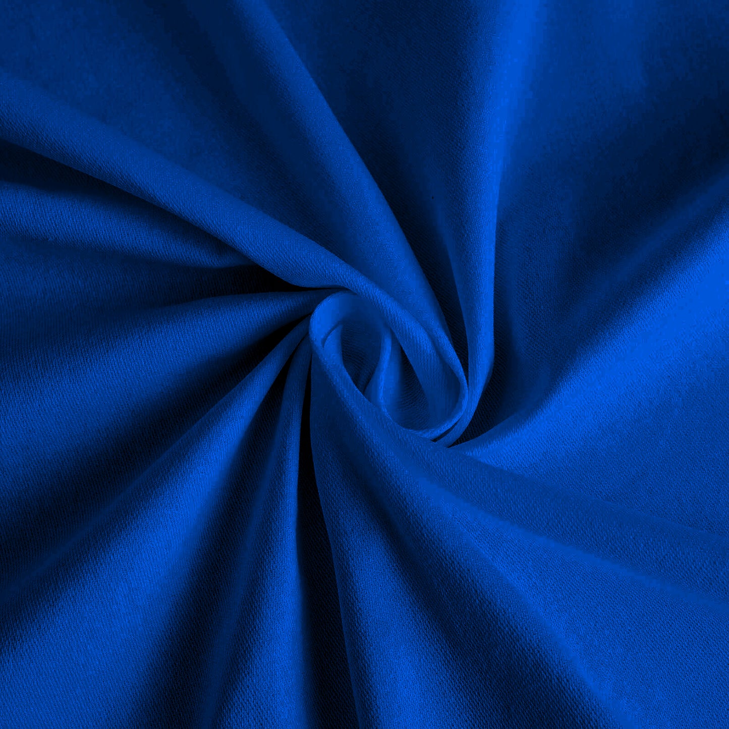 Royal blue seamless cotton blend round tablecloth for 6-foot table.