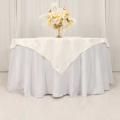Polished Elegance with Ivory Cotton Blend Table Overlay Polished Elegance with Ivory Cotton Blend Table Overlay