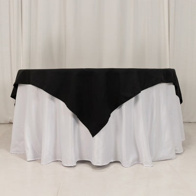 Seamless Black Cotton Linen Blend Square Table Overlay Seamless Black Cotton Linen Blend Square Table Overlay