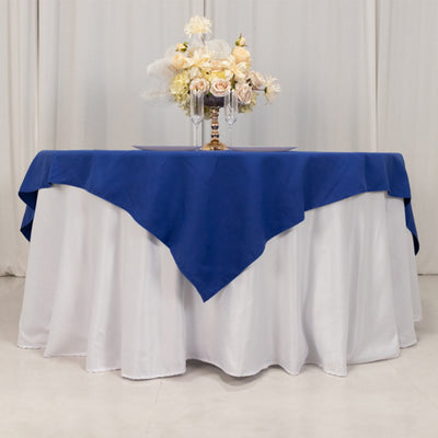 Seamless Royal Blue Cotton Blend Square Table Overlay Seamless Royal Blue Cotton Blend Square Table Overlay
