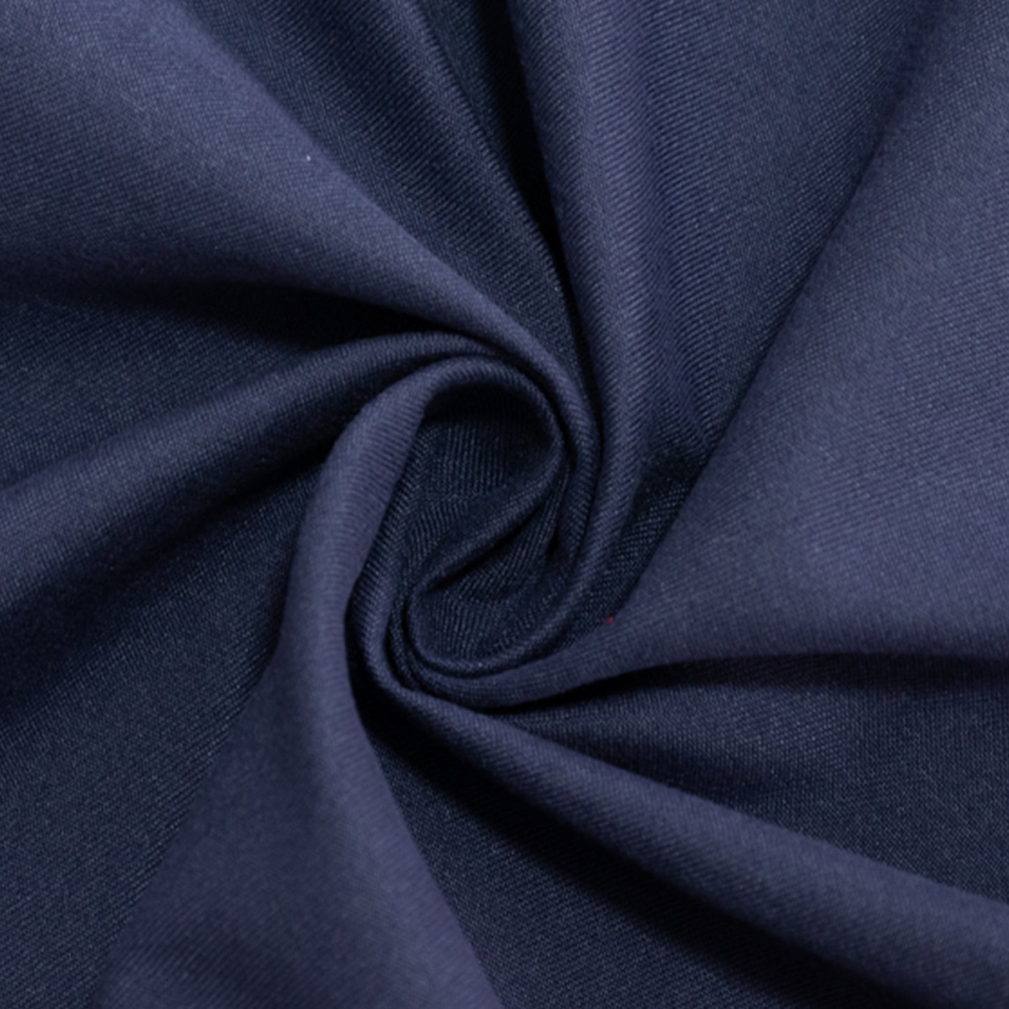 Navy blue cotton blend round tablecloth, soft fabric texture.