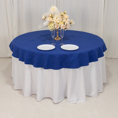 Beautiful Royal Blue Cotton Blend Round Tablecloth - 70" Beautiful Royal Blue Cotton Blend Round Tablecloth - 70"