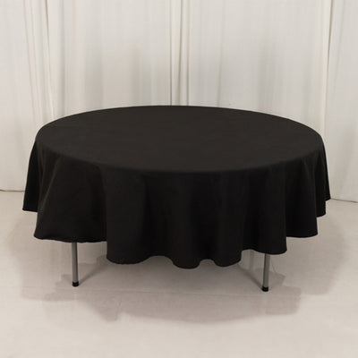 Beautiful Black Cotton Blend Round Tablecloth - 90" Beautiful Black Cotton Blend Round Tablecloth - 90"