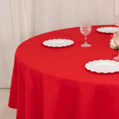 Durable Red Cotton Blend Round Tablecloth for Any Event Durable Red Cotton Blend Round Tablecloth for Any Event