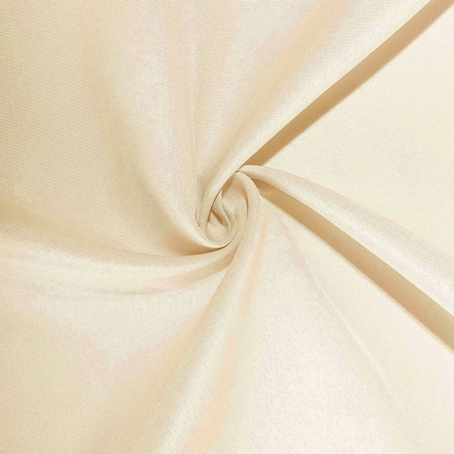 Beige fitted polyester tablecloth for 8ft rectangle tables.