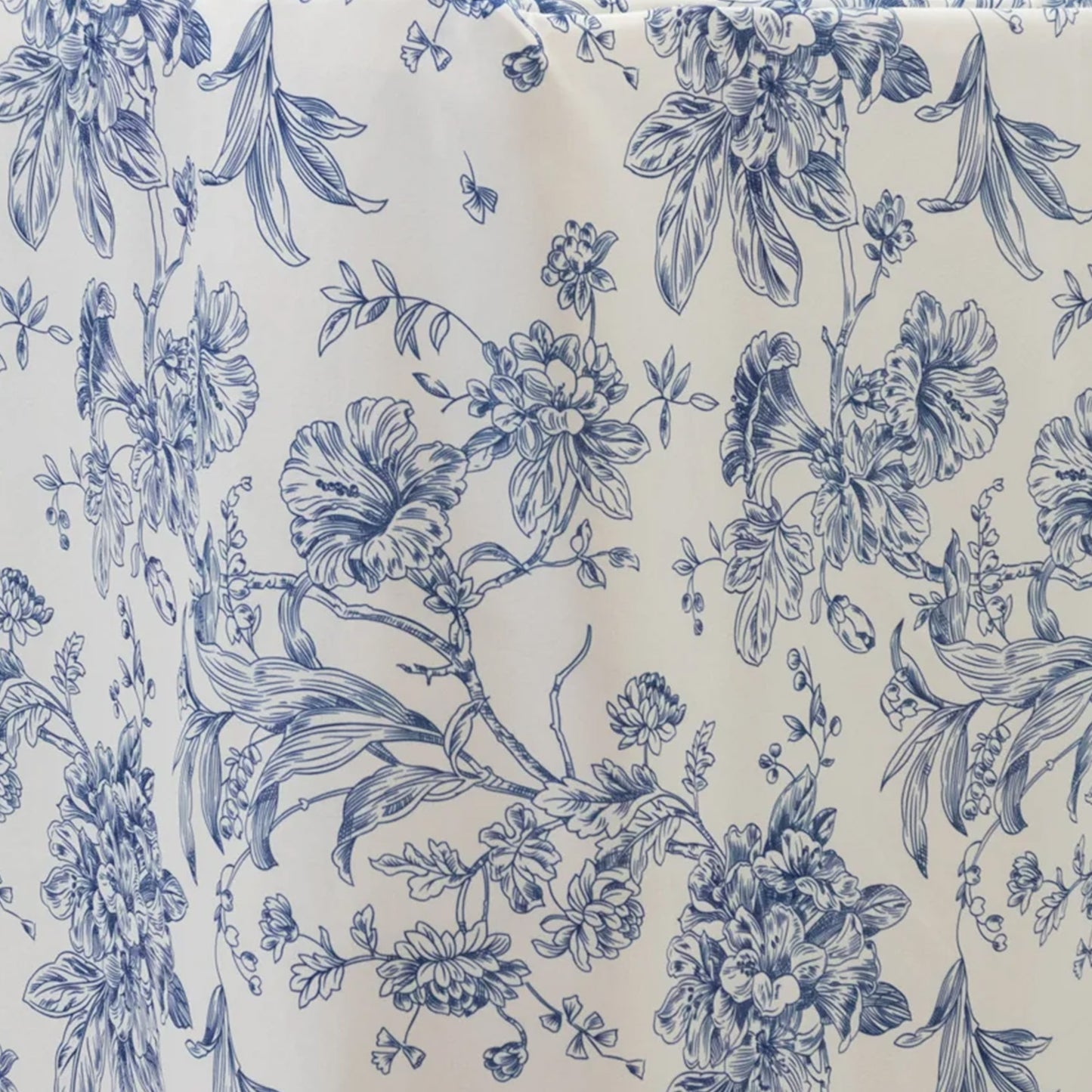 Blue & white floral fitted tablecloth for 8ft rectangular tables.