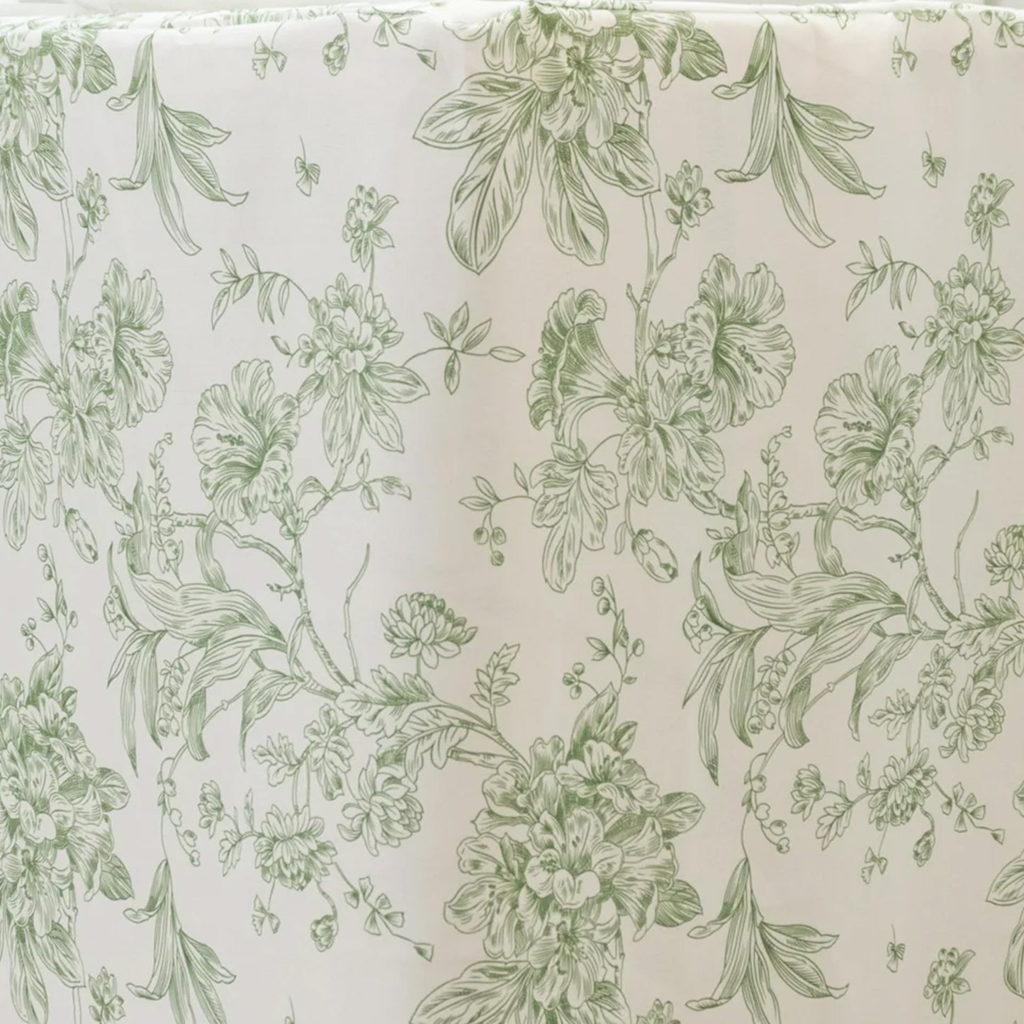 Dusty sage green floral fitted tablecloth for 8ft rectangular tables.