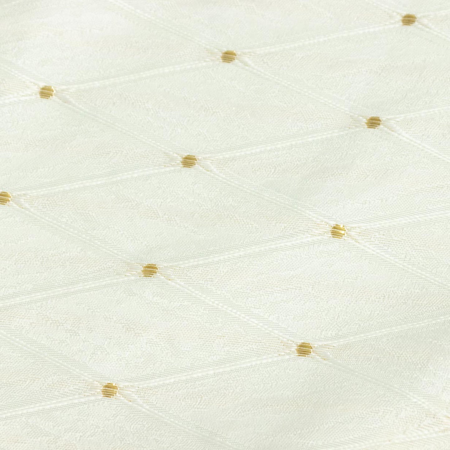 Jacquard Tablecloth 120" Round Ivory - Diamond Trellis with Gold Accent Dots