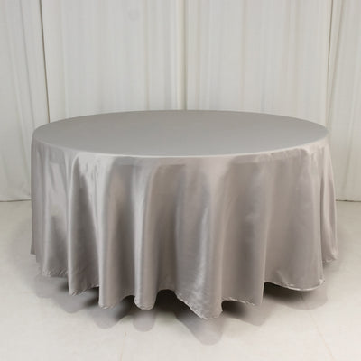Effortless Elegance with the Silver Lamour Satin Round Tablecloth Effortless Elegance with the Silver Lamour Satin Round Tablecloth