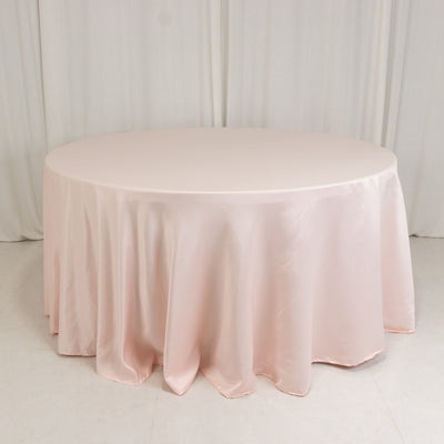 Stunning Blush Lamour Satin Round Tablecloth 120” Stunning Blush Lamour Satin Round Tablecloth 120”