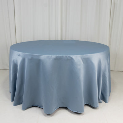 Stunning Dusty Blue Lamour Satin Round Tablecloth 120” Stunning Dusty Blue Lamour Satin Round Tablecloth 120”