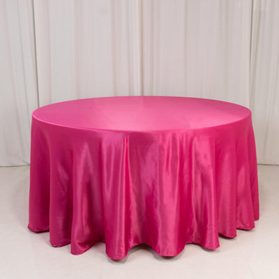 Stunning Fuchsia Lamour Satin Round Tablecloth 120” Stunning Fuchsia Lamour Satin Round Tablecloth 120”