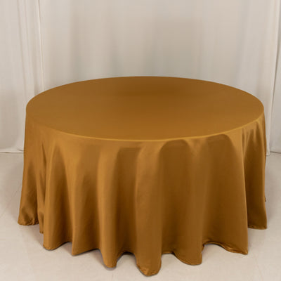 Stunning Gold Lamour Satin Round Tablecloth 120” Stunning Gold Lamour Satin Round Tablecloth 120”