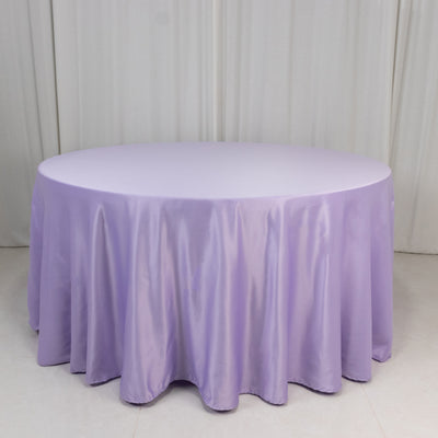 Stunning Lavender Lilac Lamour Satin Round Tablecloth 120” Stunning Lavender Lilac Lamour Satin Round Tablecloth 120”