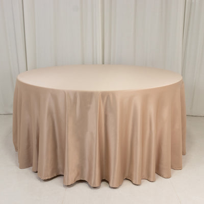 Stunning Nude Lamour Satin Round Tablecloth 120” Stunning Nude Lamour Satin Round Tablecloth 120”