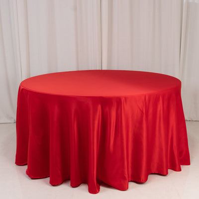 Stunning Red Lamour Satin Round Tablecloth 120” Stunning Red Lamour Satin Round Tablecloth 120”