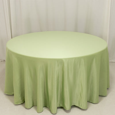 Stunning Sage Green Lamour Satin Round Tablecloth 120” Stunning Sage Green Lamour Satin Round Tablecloth 120”