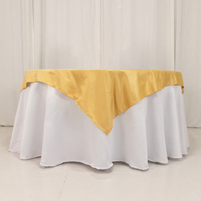 Exquisite Champagne Lamour Satin Table Overlay Exquisite Champagne Lamour Satin Table Overlay