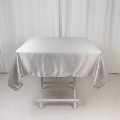 Seamless Silver Lamour Satin Tablecloth - 54" Seamless Silver Lamour Satin Tablecloth - 54"