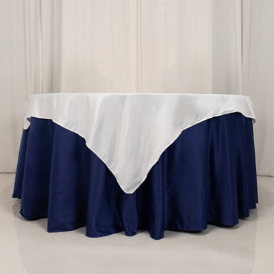 Exquisite White Lamour Satin Table Overlay Exquisite White Lamour Satin Table Overlay