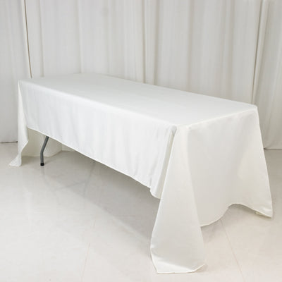 Ivory Lamour Satin Seamless Rectangle Tablecloth Ivory Lamour Satin Seamless Rectangle Tablecloth