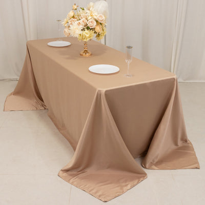 Stunning Nude Lamour Satin Rectangle Tablecloth 90"x132" Stunning Nude Lamour Satin Rectangle Tablecloth 90"x132"