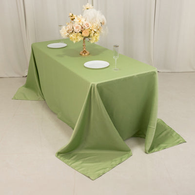 Stunning Sage Green Lamour Satin Rectangle Tablecloth 90"x132" Stunning Sage Green Lamour Satin Rectangle Tablecloth 90"x132"