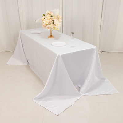 Stunning White Lamour Satin Rectangle Tablecloth 90"x132" Stunning White Lamour Satin Rectangle Tablecloth 90"x132"