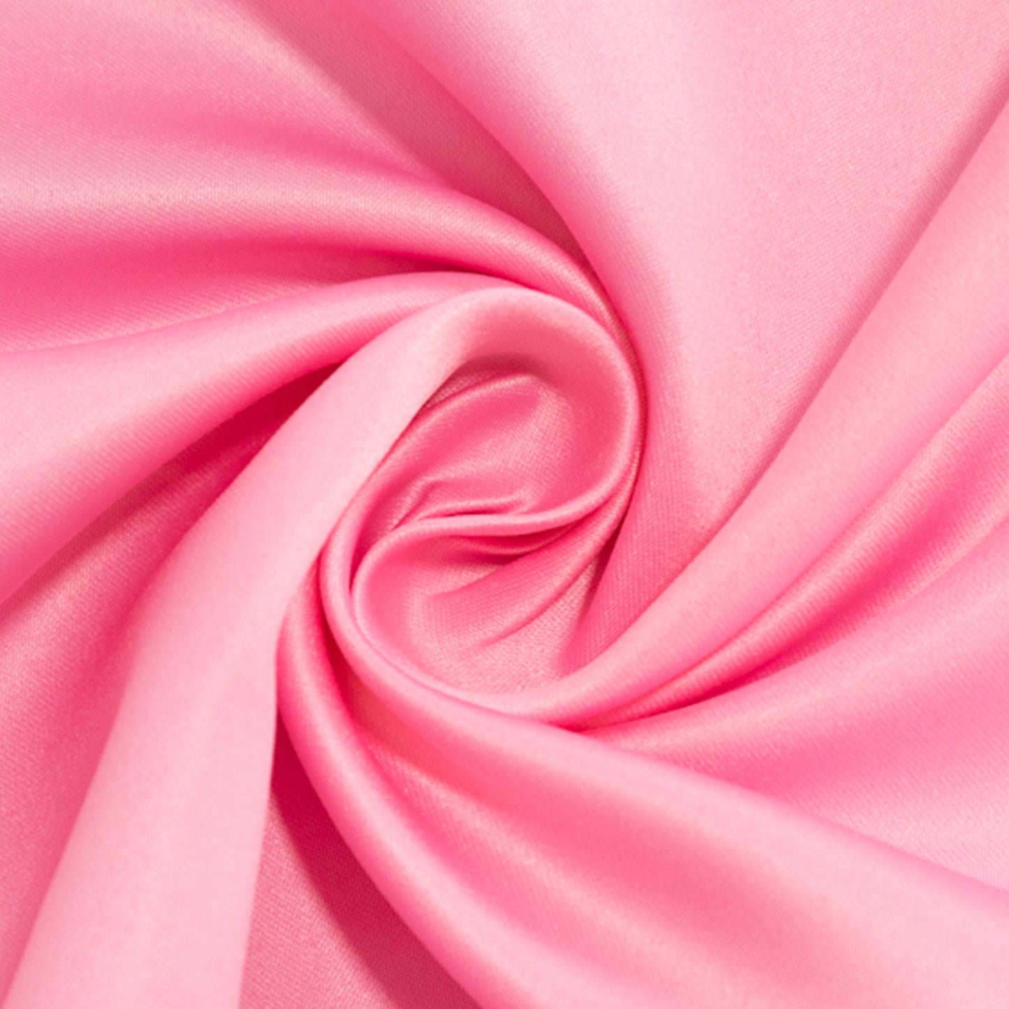 Pink satin tablecloth for 8-foot table with floor-length drop.