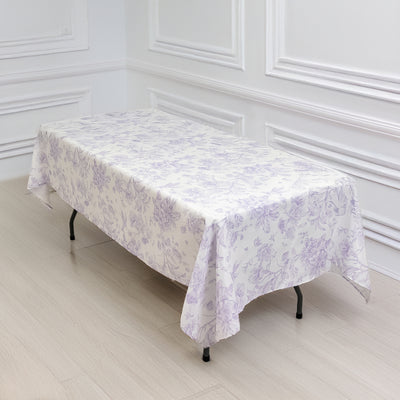 Polyester Rectangular Tablecloth 60"x102" White with Black French Toile Pattern Polyester Rectangular Tablecloth 60"x102" White with Black French Toile Pattern