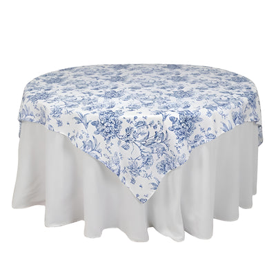 Beautiful White Blue French Toile Table Overlay Beautiful White Blue French Toile Table Overlay