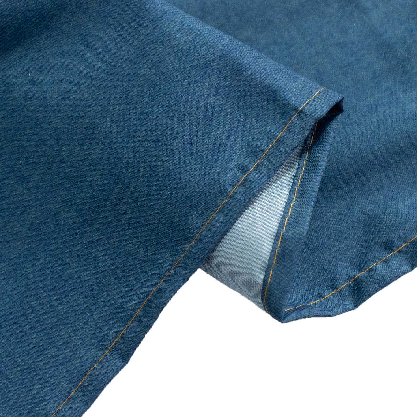 90x132" Polyester Rectangular Tablecloth – Denim Blue with Seamless Faux Denim Design for Stylish Gatherings