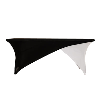 Sophisticated Style with Stretch: Black White Cross Over Stretch Spandex Table Cover Sophisticated Style with Stretch: Black White Cross Over Stretch Spandex Table Cover