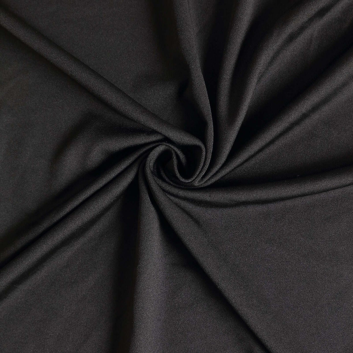 Black wavy spandex fitted tablecloth for 72"x30" tables with ruffles. #whtbkgd