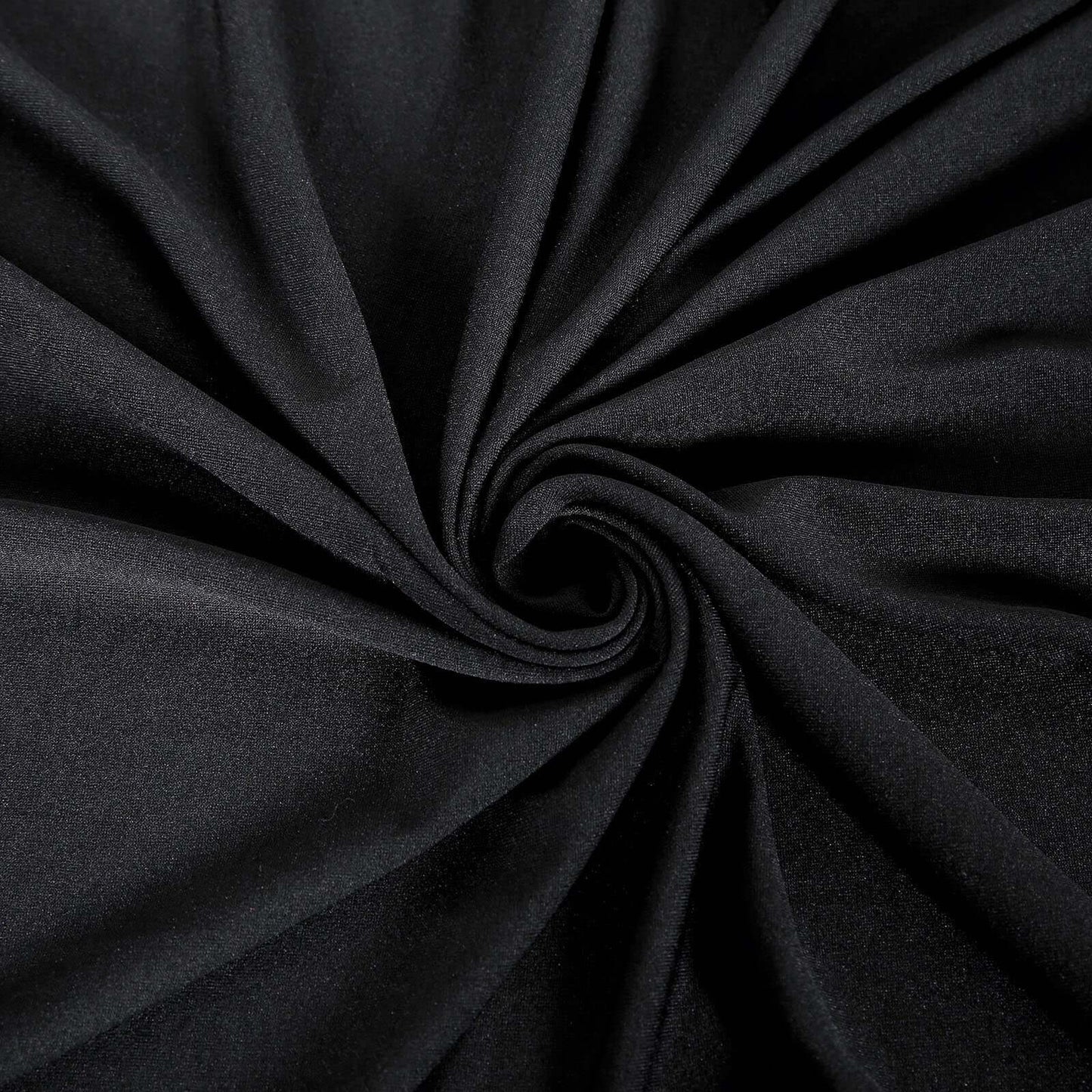 Black stretch spandex tablecloth for 6ft banquet tables, wrinkle-free.