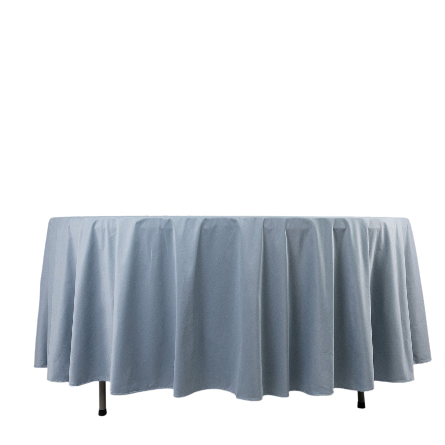 108" Dusty Blue Scuba Round Tablecloth, Wrinkle Free Polyester Tablecloth
