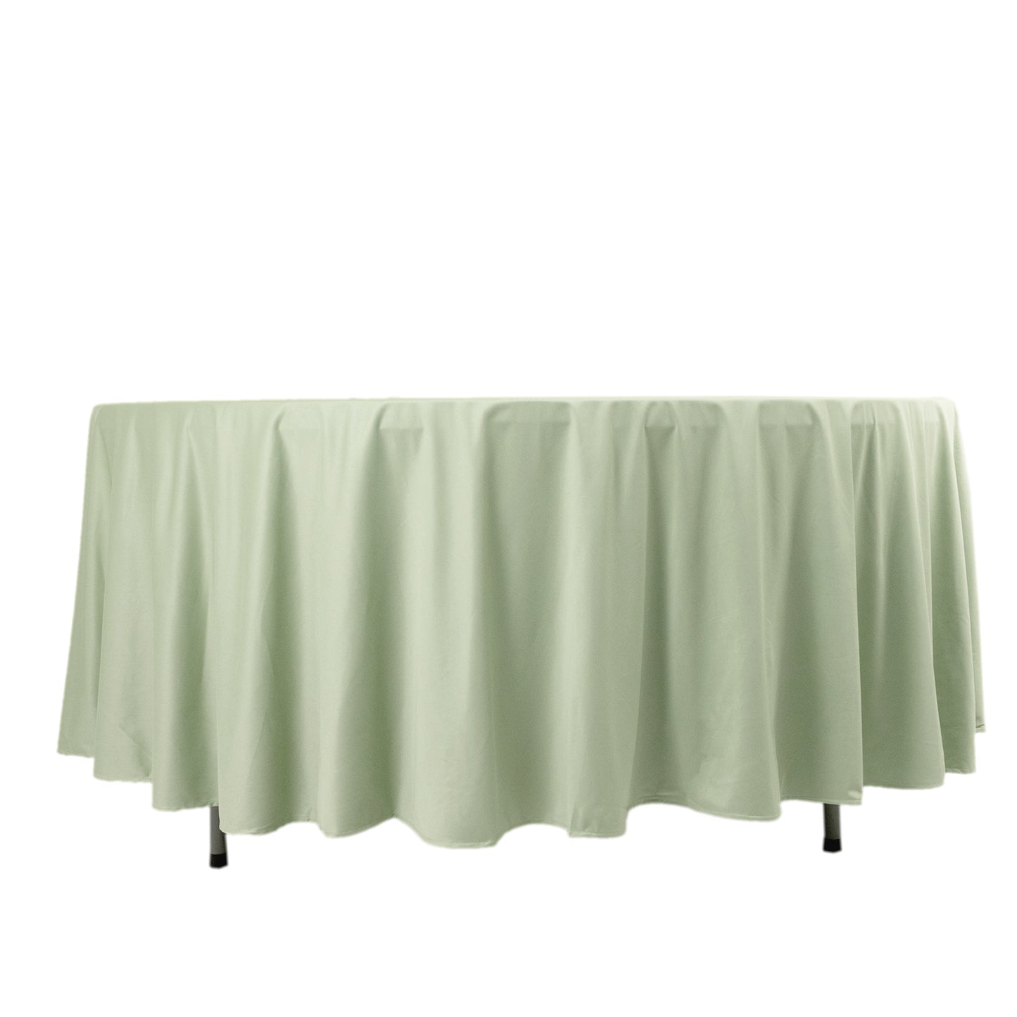 108" Sage Green Scuba Round Tablecloth, Wrinkle Free Polyester Tablecloth