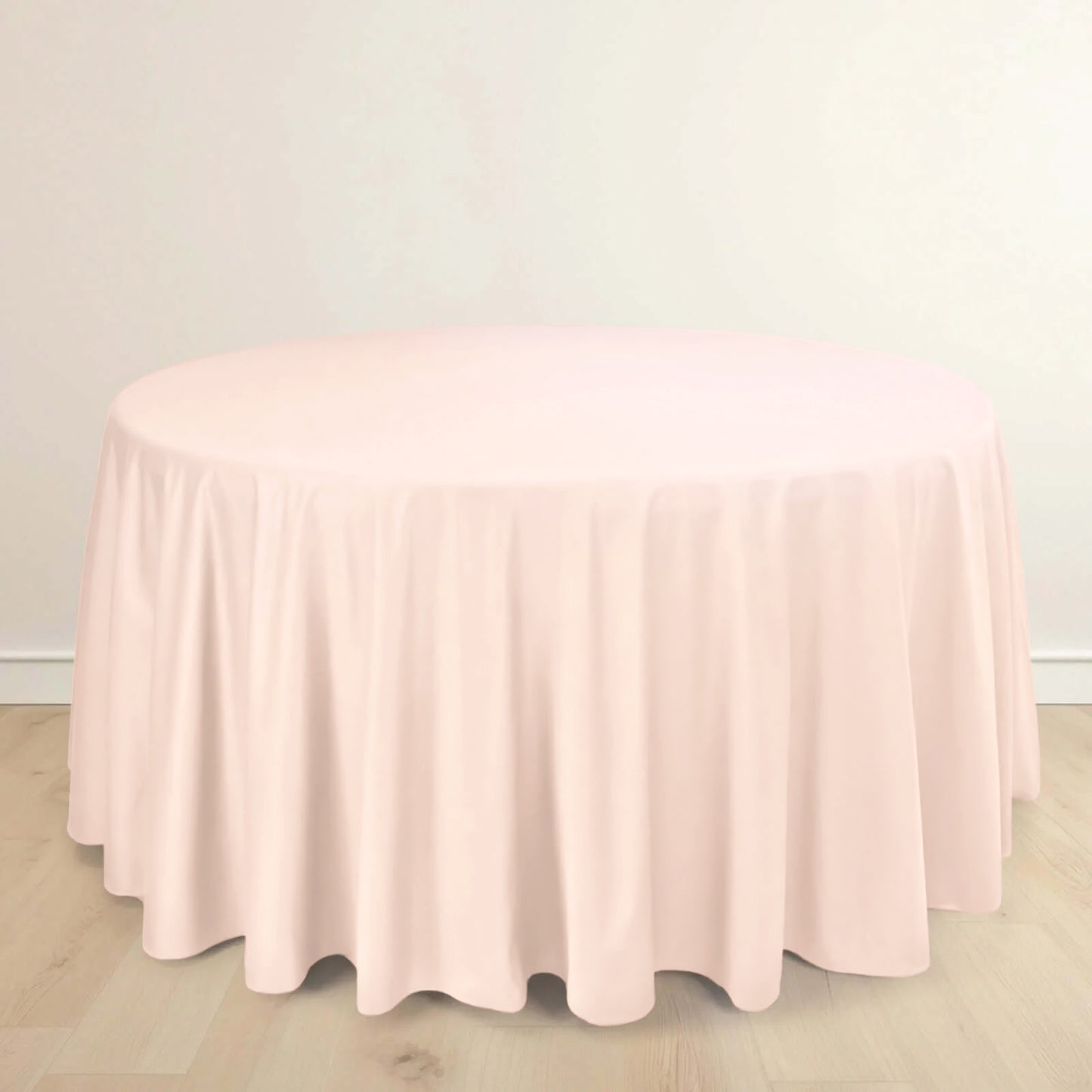 120" Blush Scuba Wrinkle Free Round Tablecloth, Seamless Scuba Polyester Tablecloth
