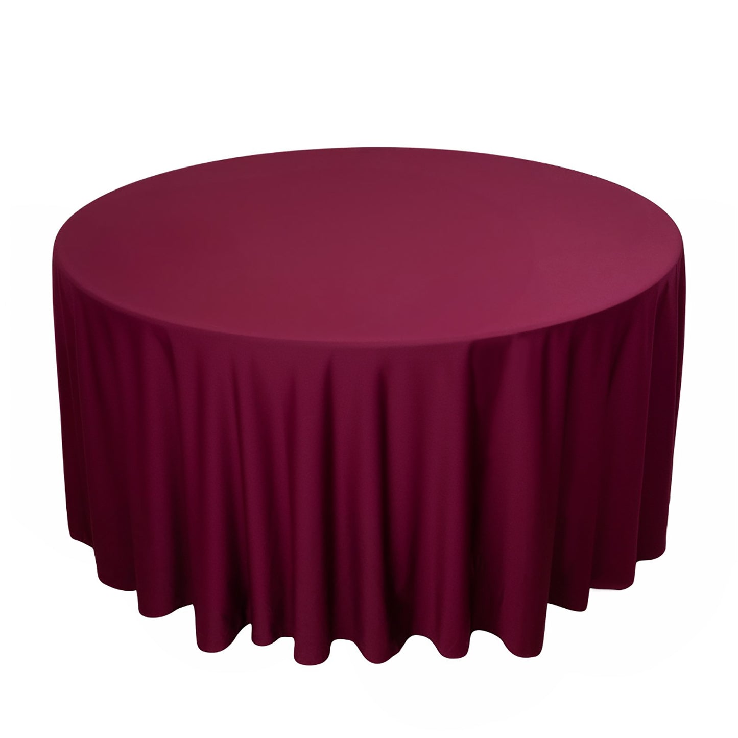 120" Burgundy Scuba Wrinkle Free Round Tablecloth, Seamless Scuba Polyester Tablecloth
