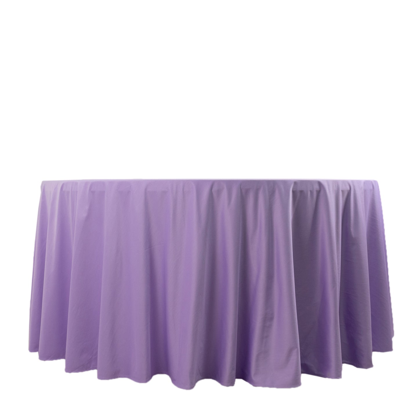 120" Lavender Scuba Wrinkle Free Round Tablecloth, Lilac Seamless Scuba Polyester Tablecloth for 5 Foot Table With Floor-Length Drop