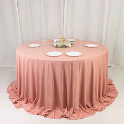 Dusty Rose 132" Scuba Round Tablecloth – Seamless and Wrinkle Free Cover Dusty Rose 132" Scuba Round Tablecloth – Seamless and Wrinkle Free Cover