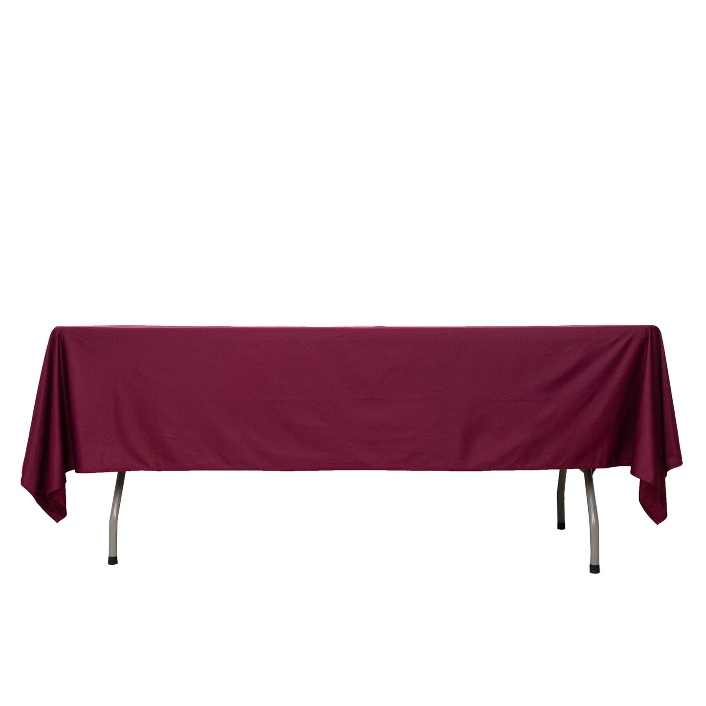 Burgundy rectangular tablecloth, 60"x102", wrinkle-free scuba polyester.