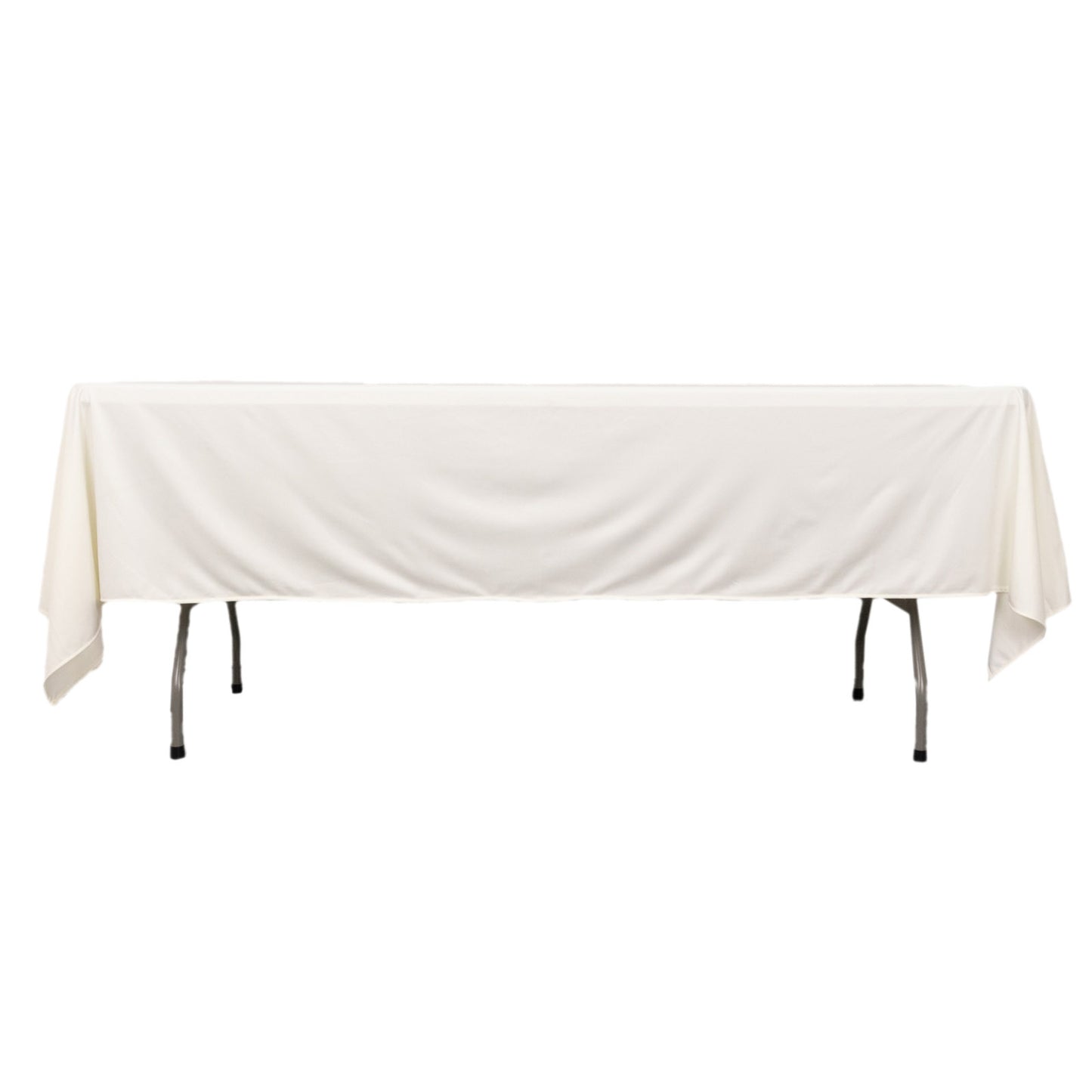 Ivory rectangular tablecloth, 60"x102", wrinkle-free scuba polyester.